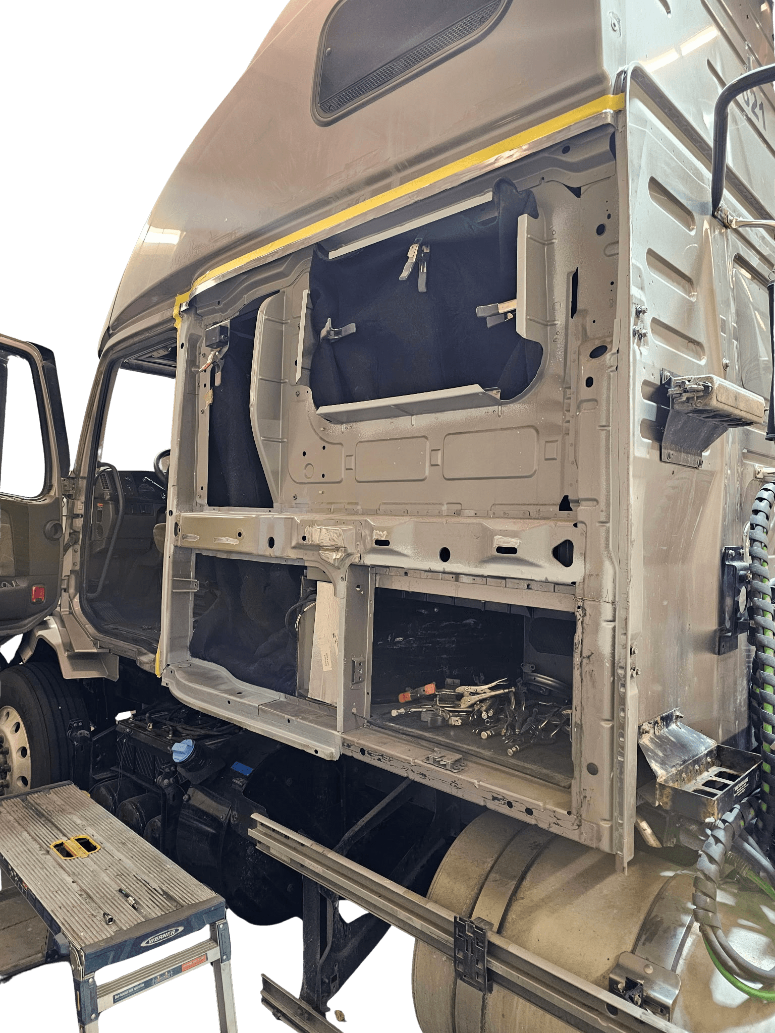 Semi Truck Cab Stripped for Repair