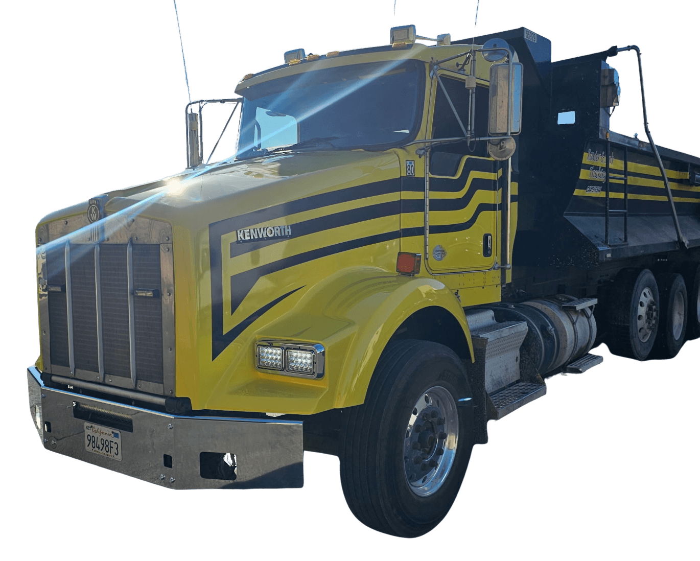 Yellow Kenworth dump truck restored