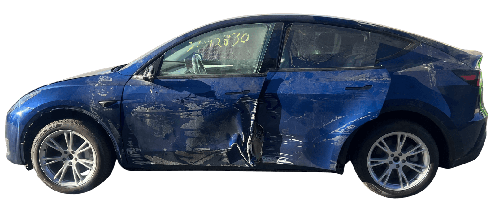Tesla Model Y with collision damage